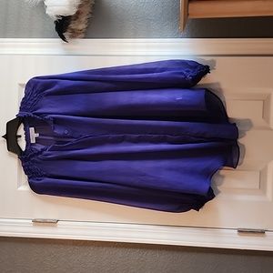 Womens Jennifer Lopez button up sheer long sleeve shirt size L